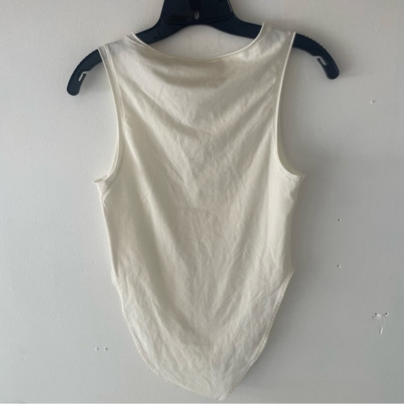 SKIMS White Cotton Blend Stretch Snap Crotch Bodysuit 37276 - Picture 3 of 7